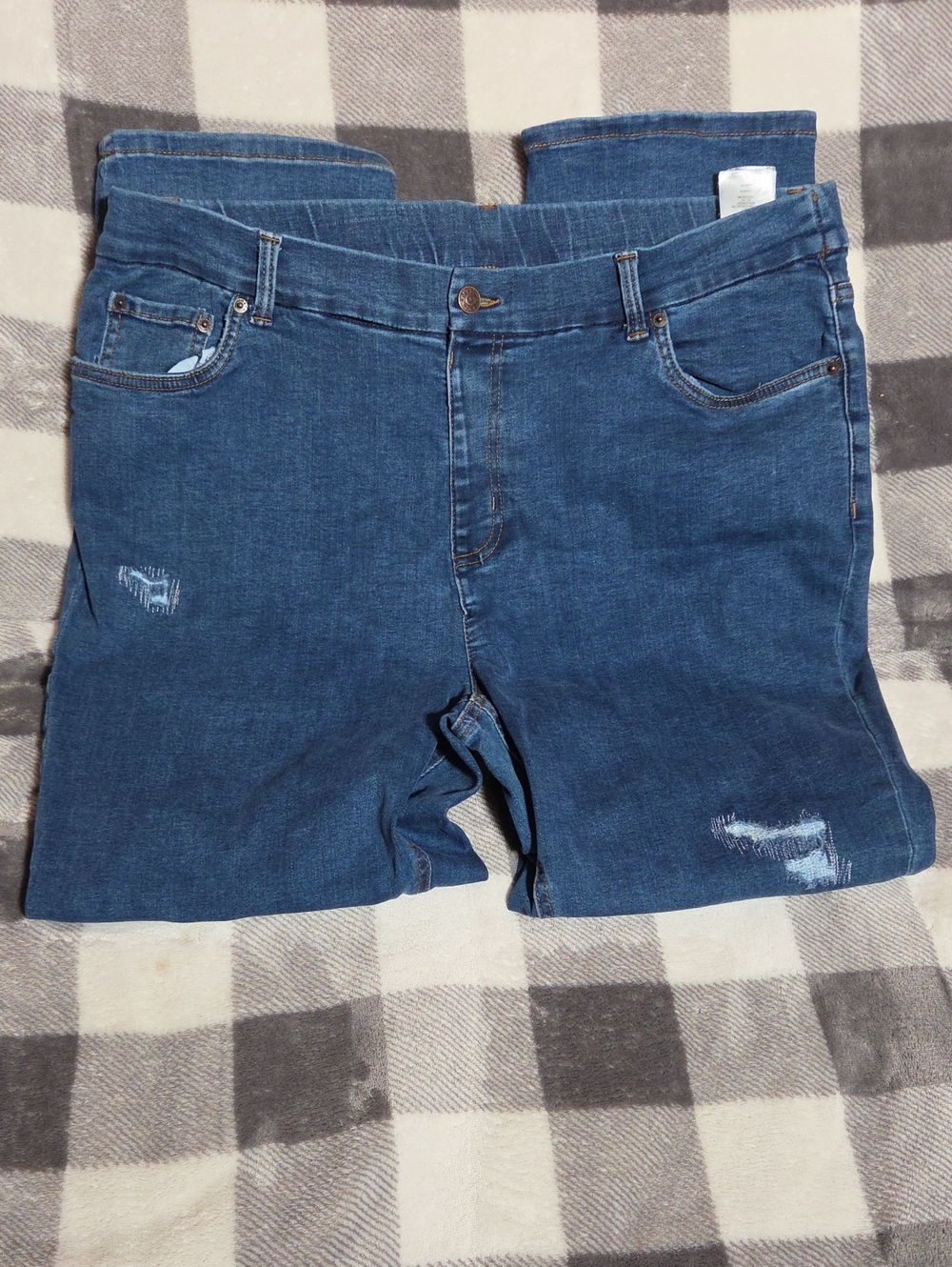 Denim & Co Canyon Retreat Easy Stretch Distressed Straight Leg Jeans Plus 18W